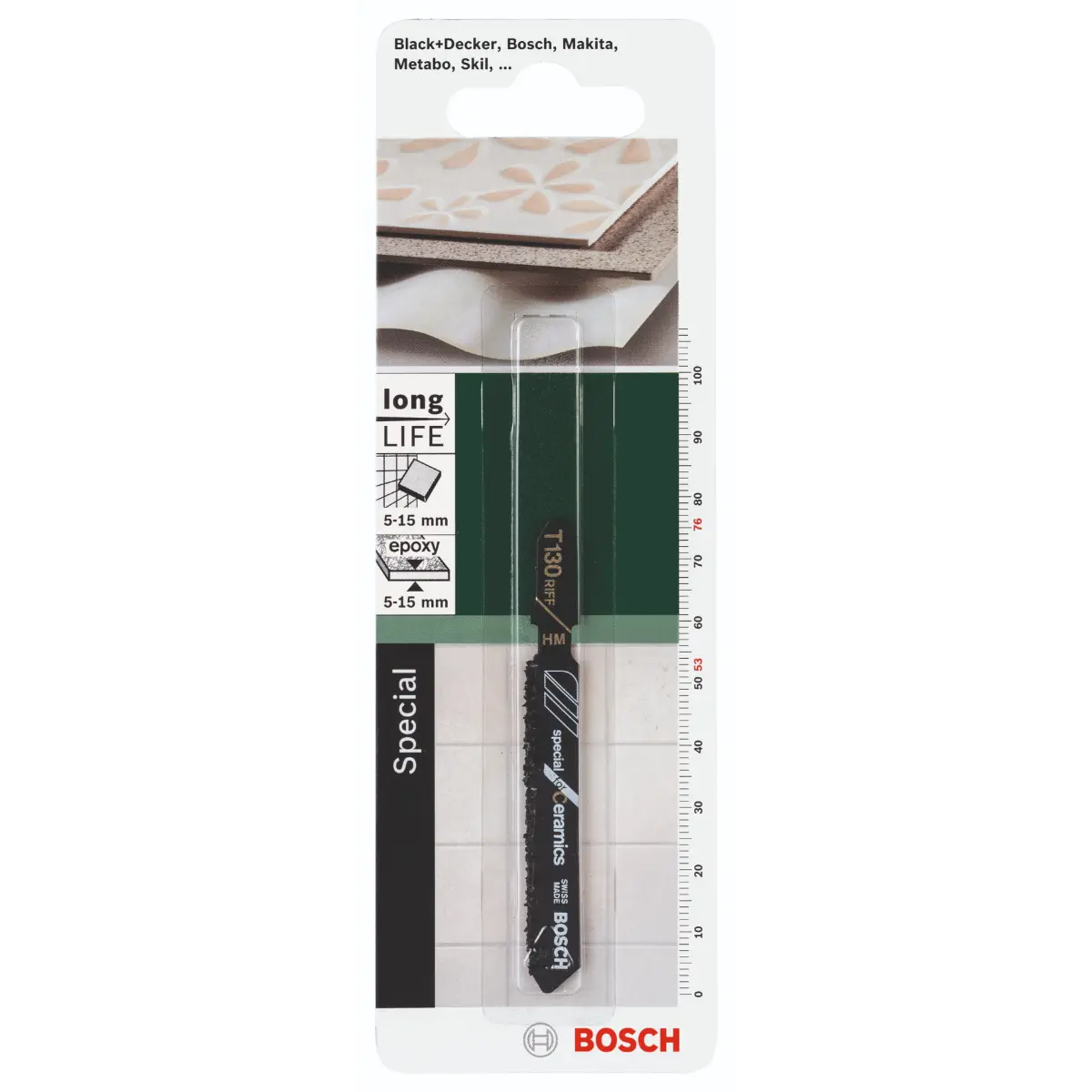 Bosch Stichsägeblatt HM, T 130 RIFF Special for Ceramics