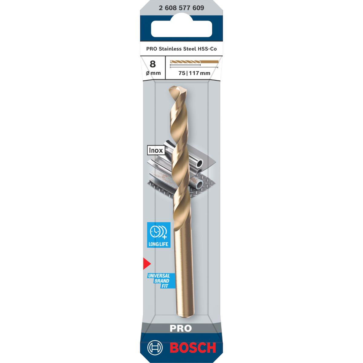 Bosch PRO Stainless Steel HSS-Co Spiralbohrer, 8 x 75 x 117 mm