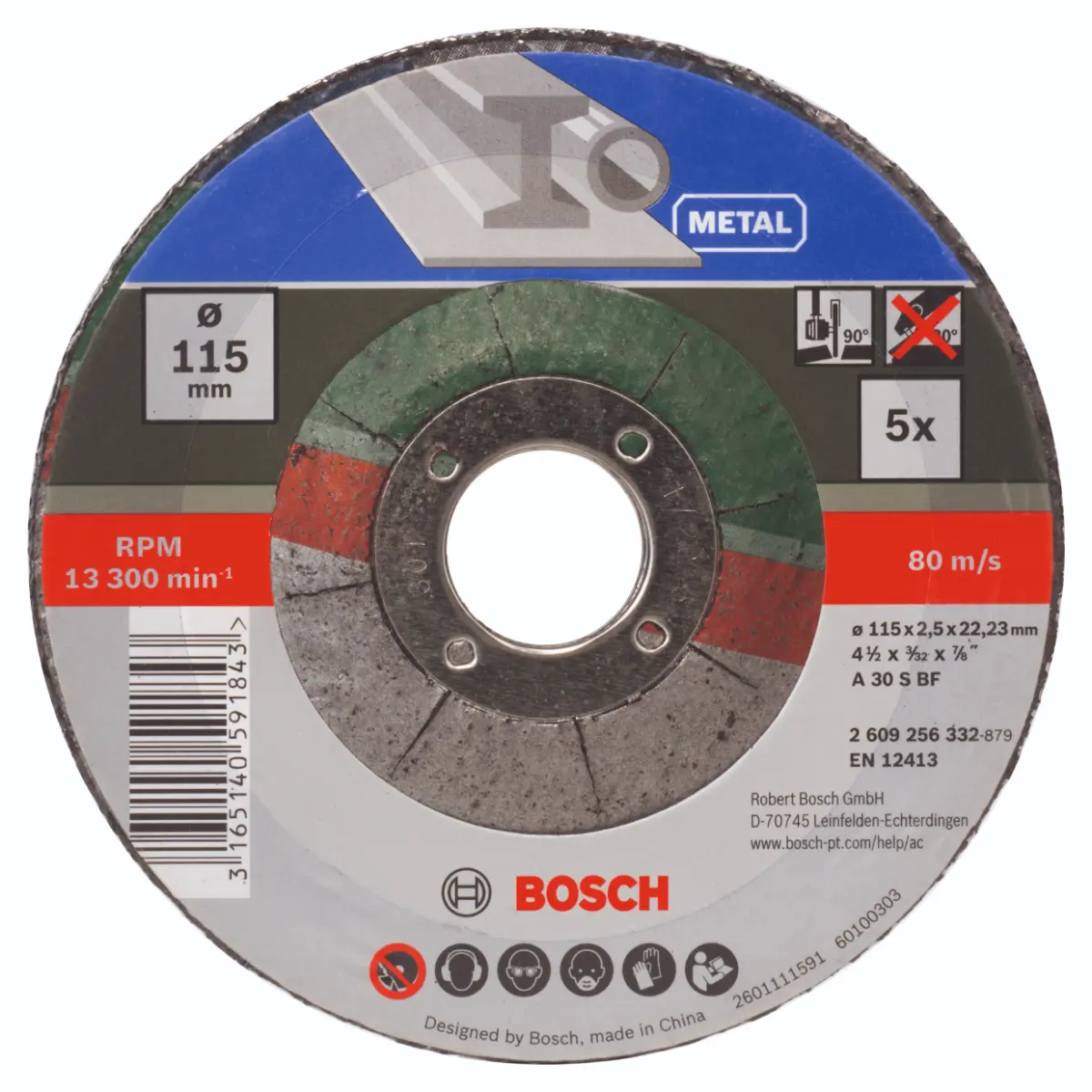 Bosch Trennscheiben-Set gekröpft für Metall D= 115 mm, 5-tlg.