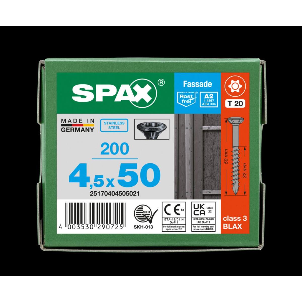 SPAX-S A2 LINSENKOPF FRAESRIPPEN T-STAR PLUS T20 TEILGEWINDE CUT 200 Stück BLAX
