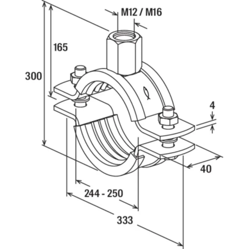 Fischer Massivrohrschelle FRSM 250 M12/M16 galvanisch verzinkt