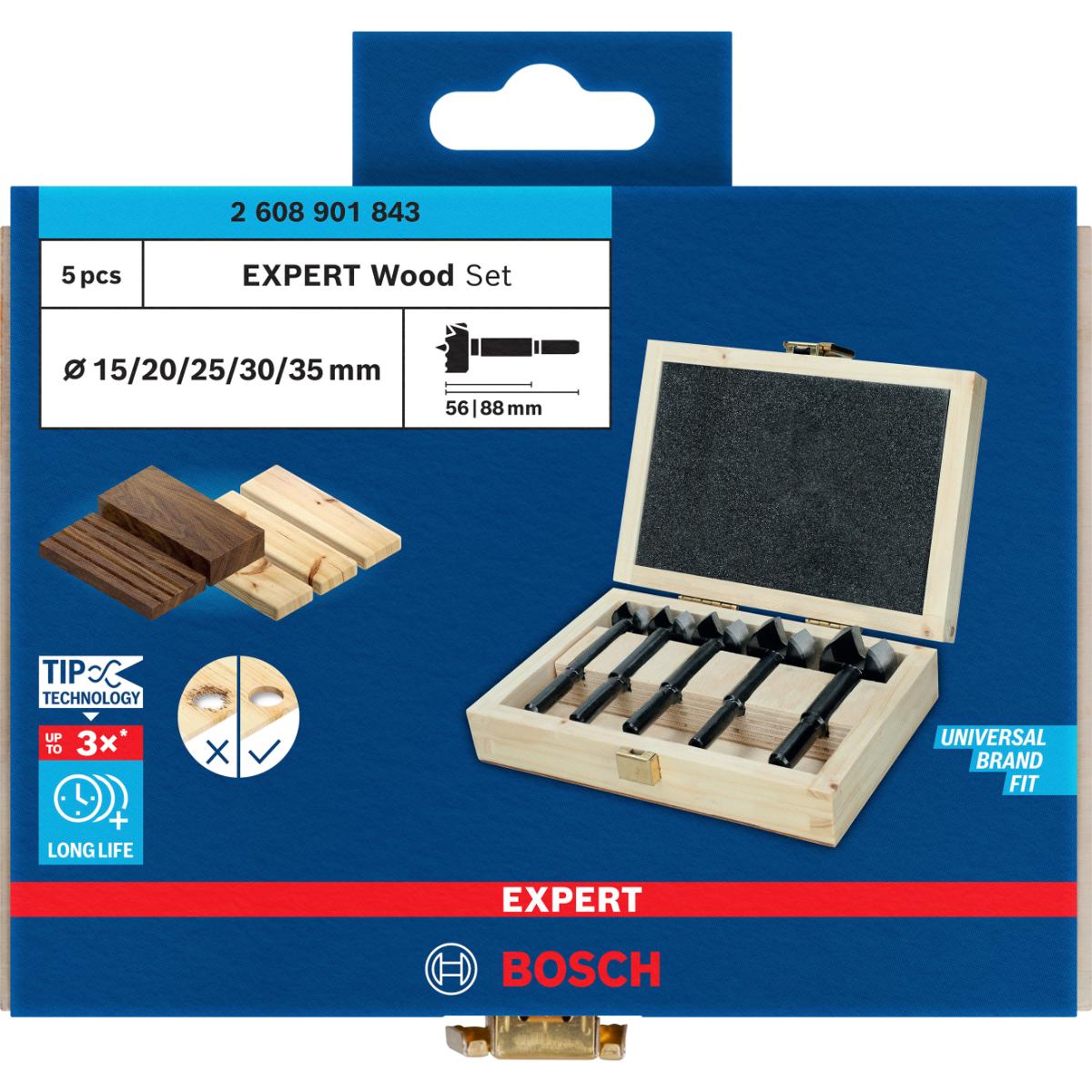 2608901843BO Bosch EXPERT Wood Forstnerbohrersatz, 5-teiliges Set
