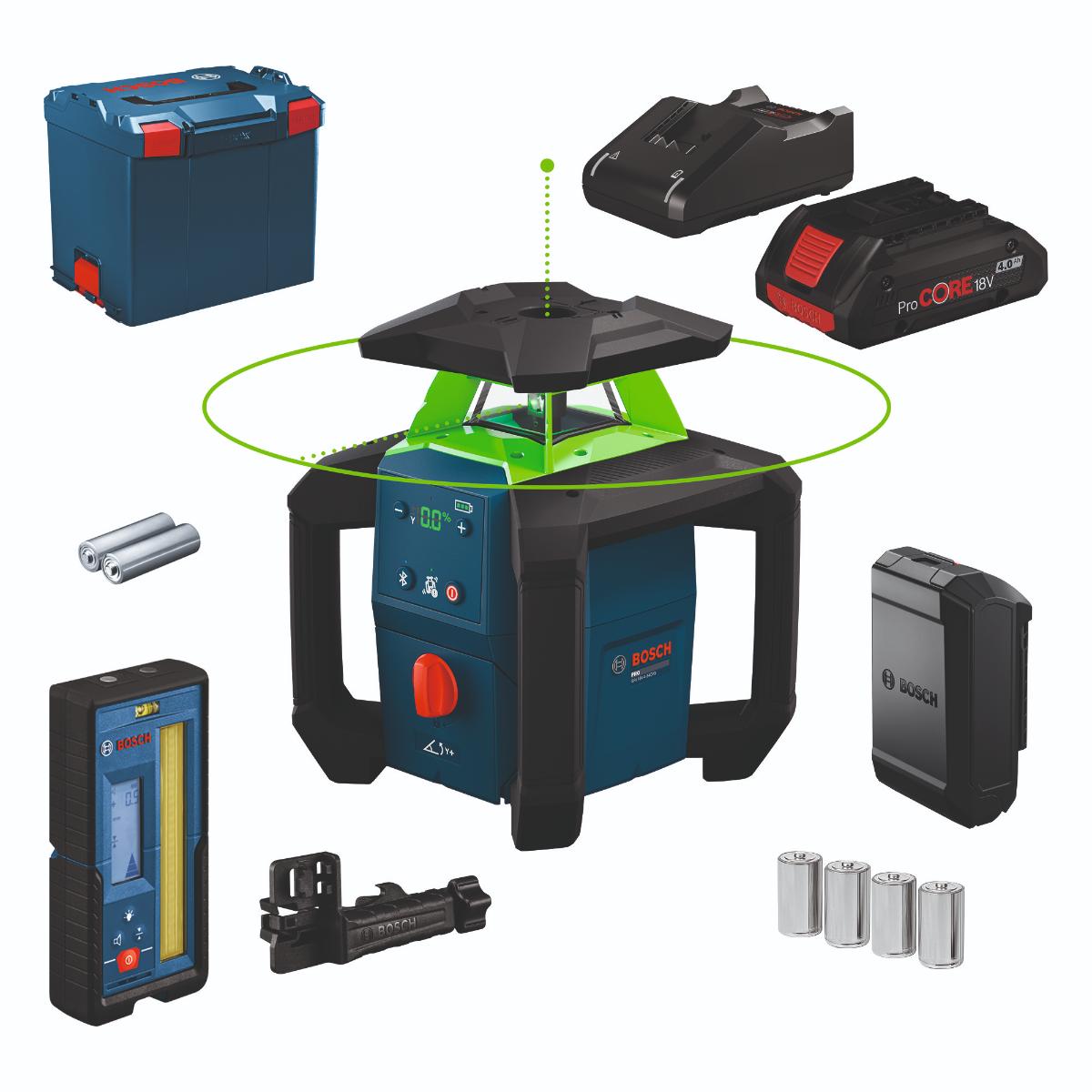 Bosch Rotationslaser GRL18V-4-34CVG, 1 x Akku ProCORE18V 4.0Ah
