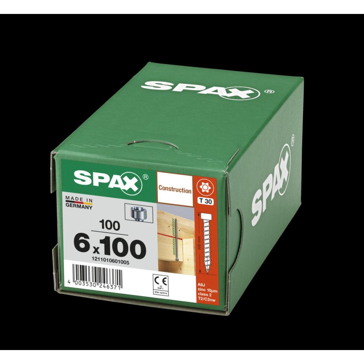 SPAX Zylinderkopf T-Star Plus T30 Vollgewinde WIROX, 100 Stück