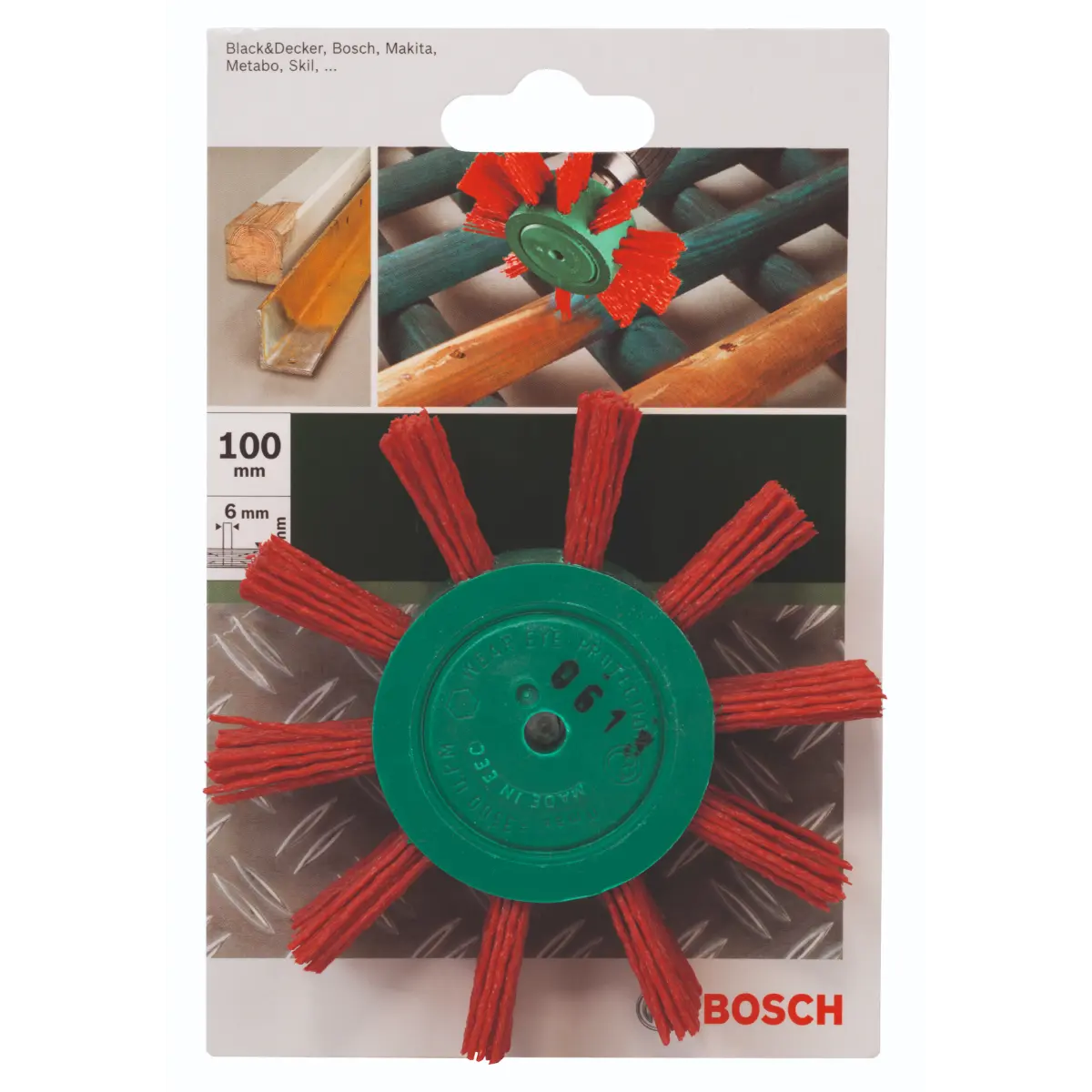Bosch Fächerbürste für Bohrmaschinen - Nylondraht mit Korund Schleifmittel K80, 100 mm
