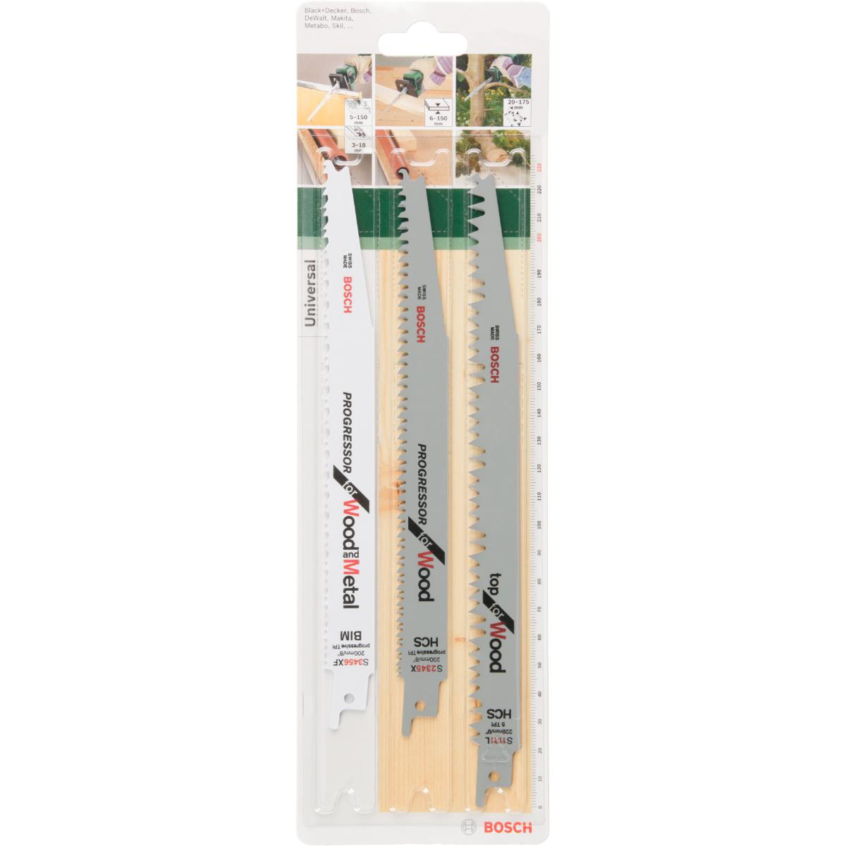 Bosch Säbelsägeblatt-Set S 3456 XF, S 2345 X, S 1131 L, 3-tlg.