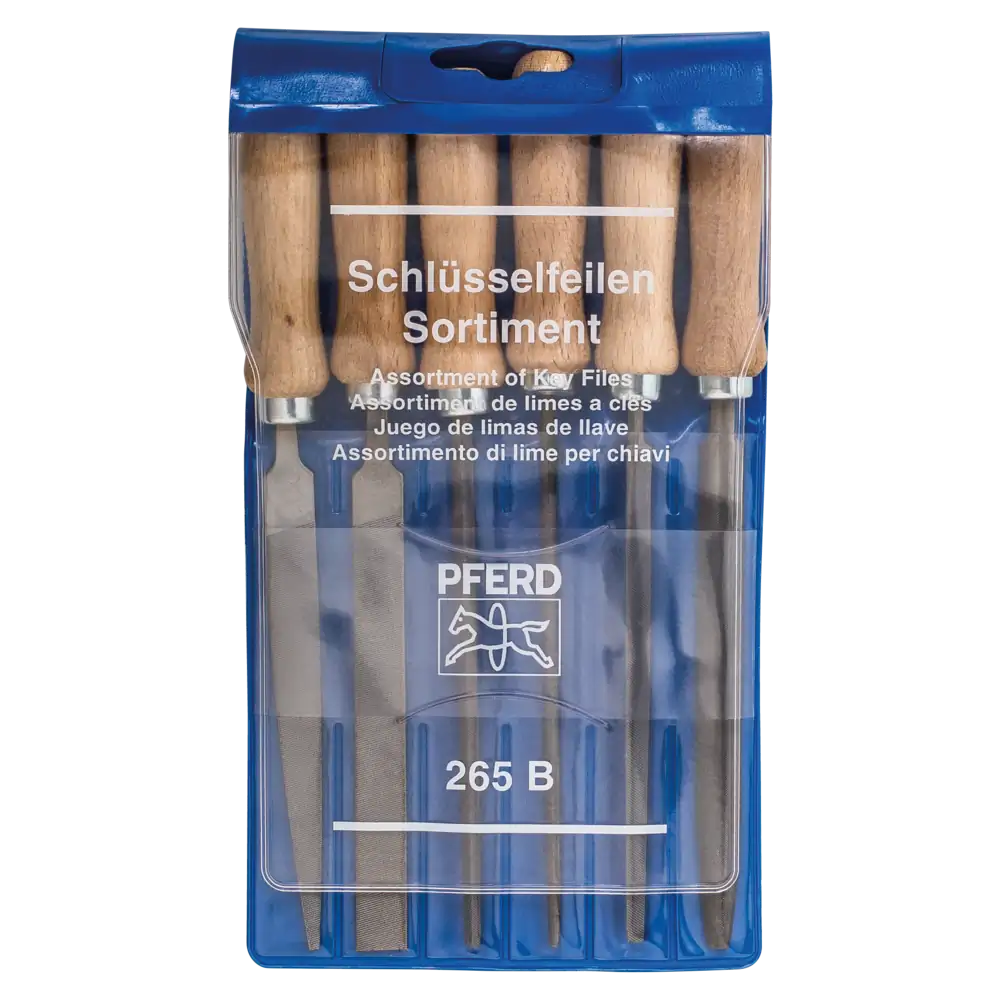 PFERD TOOLS Schlüsselfeilen-Set mit Holzheft 6-tlg. Hieb 2 für filigrane Feilarbeiten