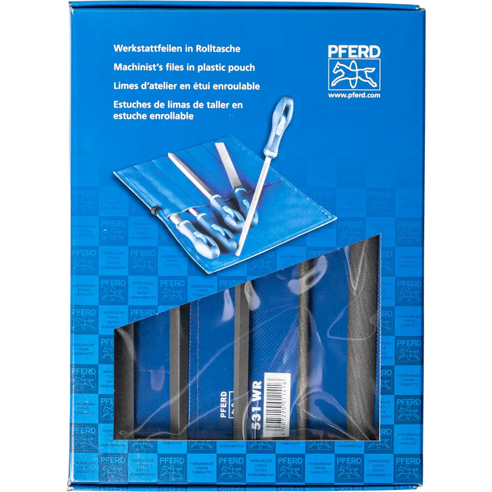 PFERD TOOLS Werkstattfeilen-Set WRU 5-tlg. in Rolltasche Hieb 1 für grobe Zerspanung, Schruppen