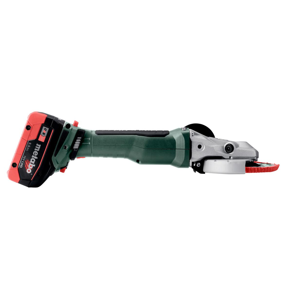 Metabo Akku-Flachkopf-Winkelschleifer WVBF 18 LT BL 11-125 Quick, metaBOX 165 L