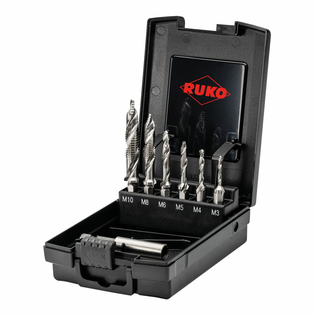 RUKO ULTIMATECUT Kombi-Maschinengewindebohrer mit FLOWSTEP® Spitze, HSS, Bit-Schaft - 7-tlg.
