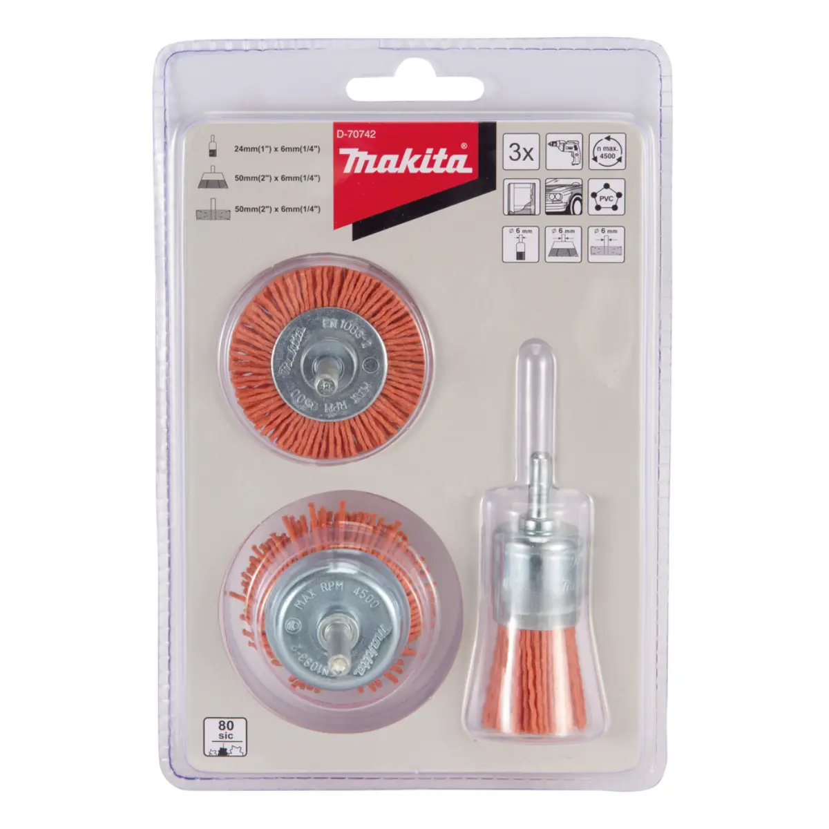 Makita Nylonbürsten-Set grob 3-tlg. - D-70742