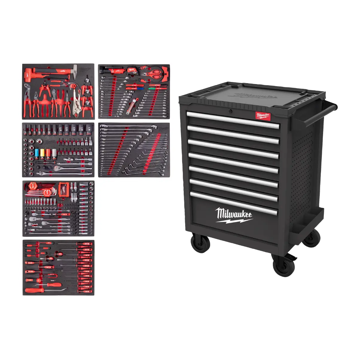 Milwaukee 27" / 69 cm TOOLGUARD Werkstattwagen mit Werkzeugbestückung 337-teilig, grau