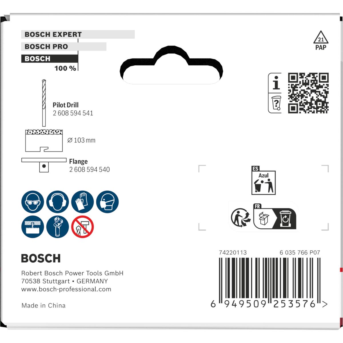 Bosch Brick and Soft Tile Lochsäge mit Aufsteckhalter, 103 x 60 mm