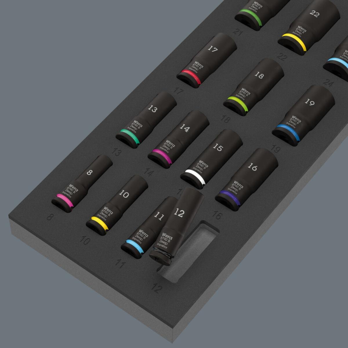 Wera 9728 Schaumstoffeinlage Zyklop B 3/8" Impaktor Deep Steckschlüsseleinsatz Set 1