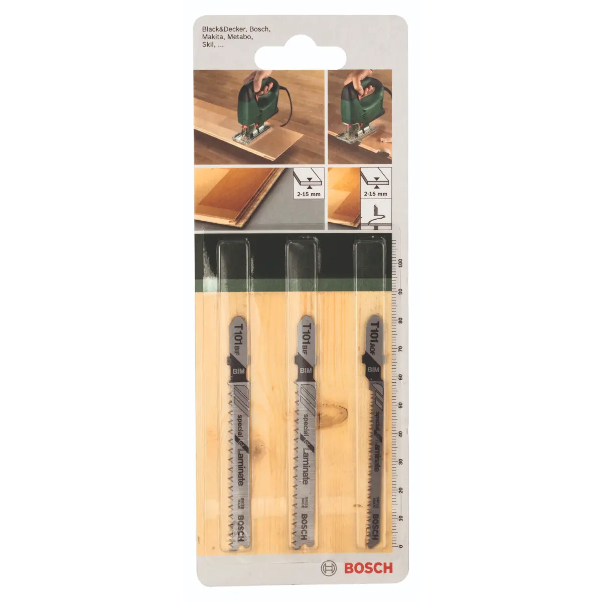 Bosch Stichsägeblatt-Set T-Schaft T 101 BIF (2x), T 101 AOF, 3-tlg.