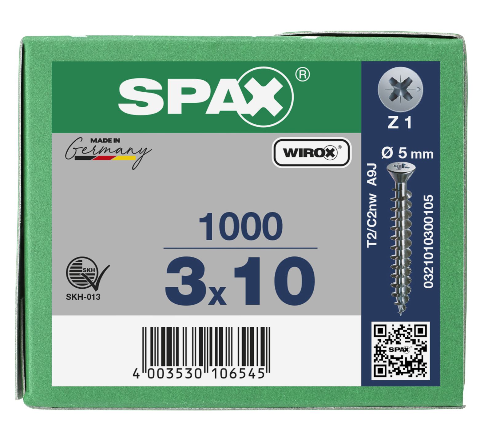 SPAX-S Senkkopf Bremsrippen kleiner Kopf Kreuzschlitz Z1 Vollgewinde WIROX, 1000 Stück