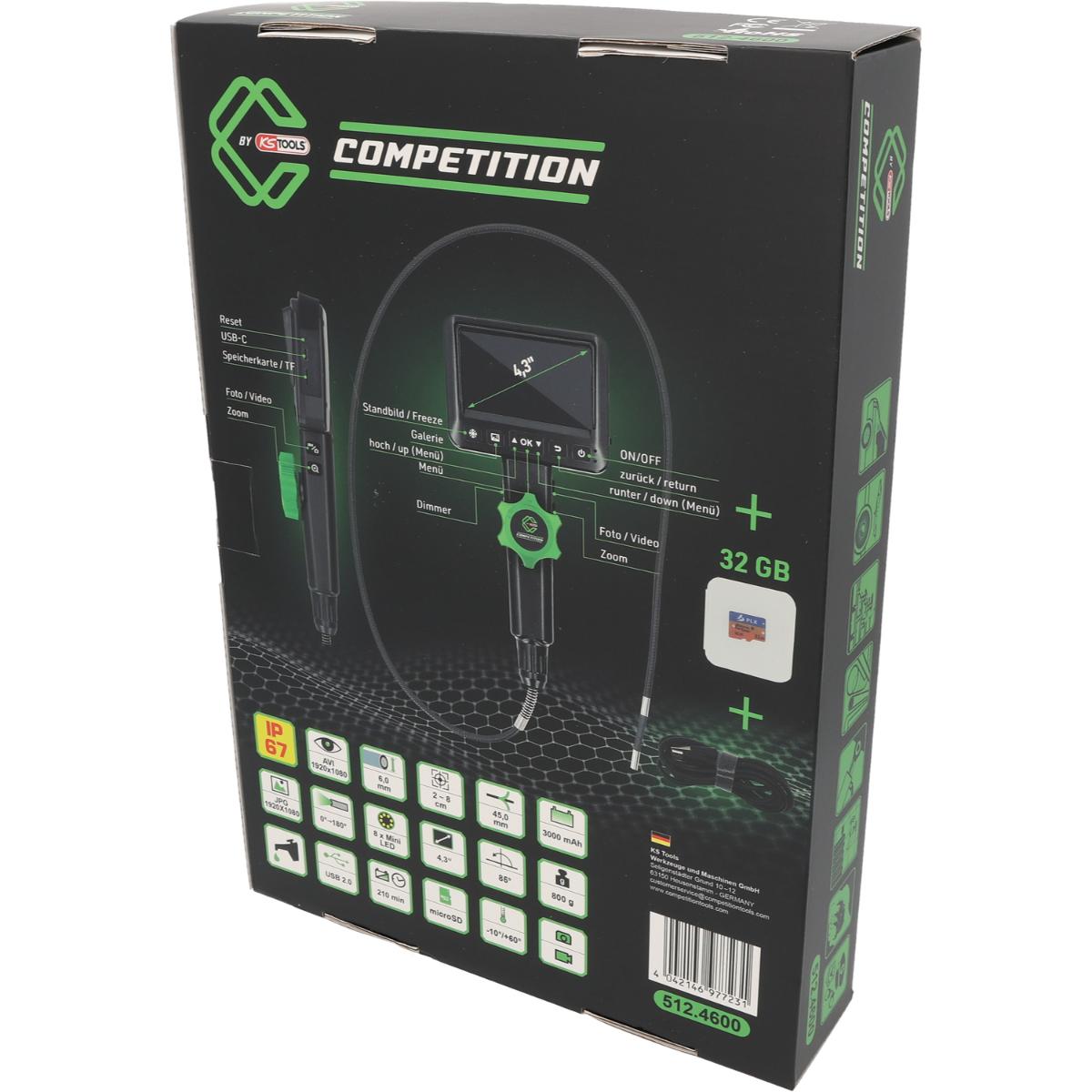 COMPETITION HD-Videoskop Ø 6,0 mm 180° und 0° HD Frontkamera-Sonde