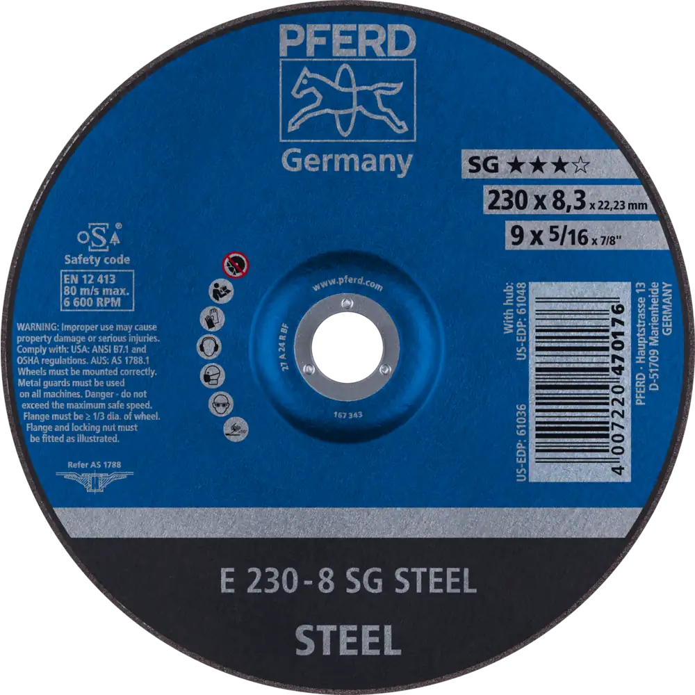 PFERD TOOLS Schruppscheibe E Leistungslinie SG STEEL für Stahl