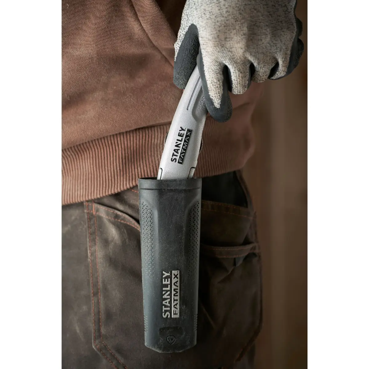 STANLEY FATMAX Universalmesser mit feststehender Klinge, silber, inklusive Kunststoffköcher, zwei Trapezklingen und einer Hakenklinge