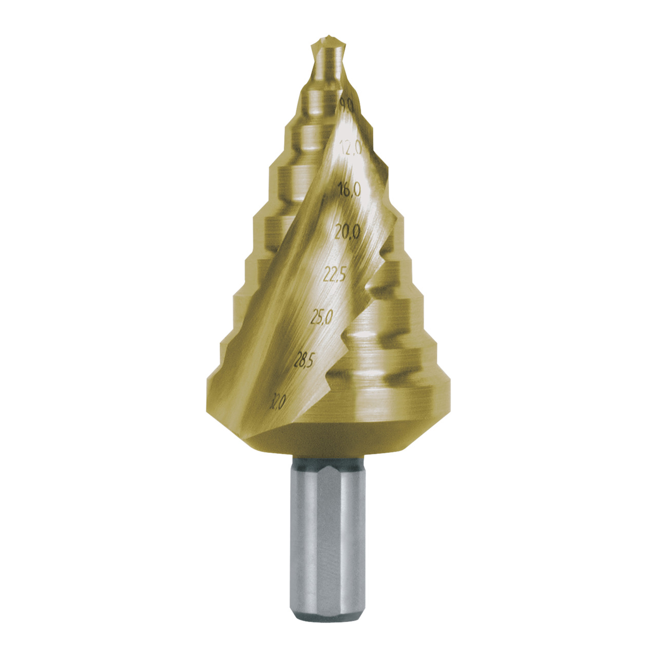 RUKO Stufenbohrer HSS TiN spiralgenutet mit Kreuzanschliff