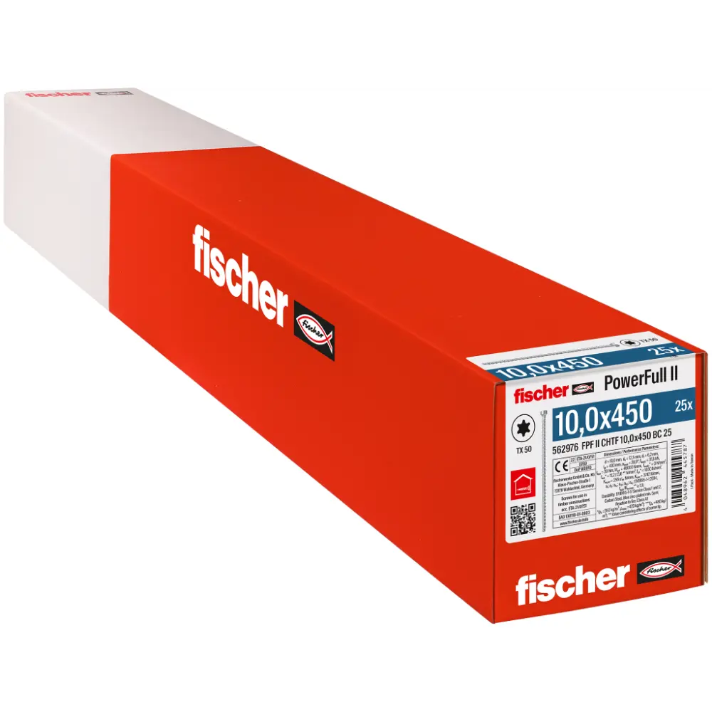 Fischer Vollgewindeschraube 10,0x450 PowerFull FPF II CHTF 10 BC, Vollgewinde, Zylinderkopf, TX
