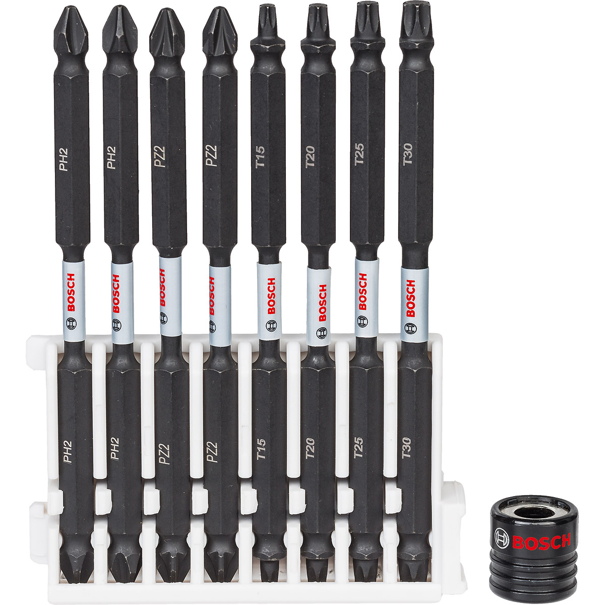 Bosch Doppelklingen Schrauberbit-Set Impact Control, 9-teilig, PH2 / PZ2 / T15 / T20 / T25 / T30
