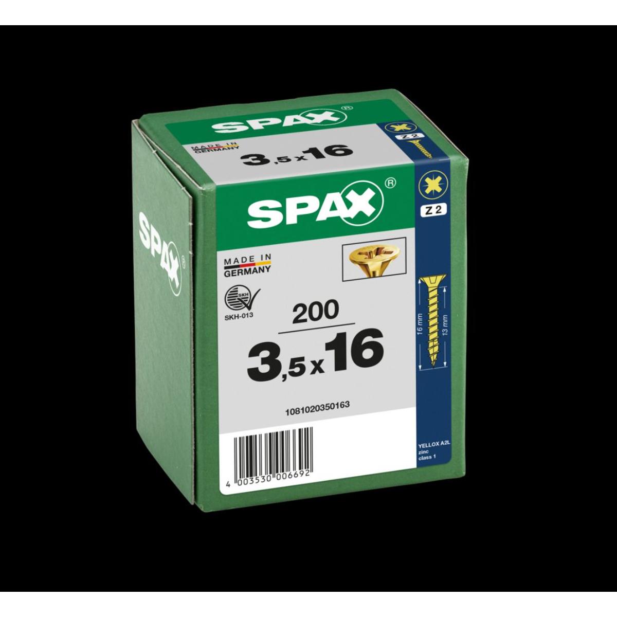SPAX Senkmultikopf Kreuzschlitz Z2 Vollgewinde YELLOX, 200 Stück