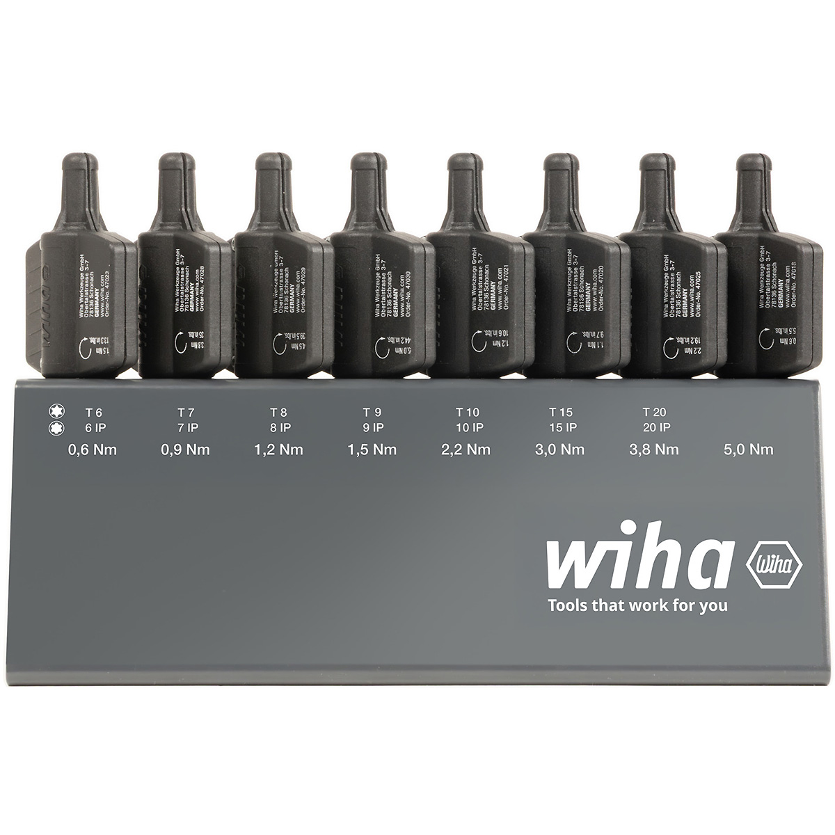 Wiha Drehmoment-Schraubendreher mit Schlüsselgriff Set easyTorque Key Torx , TorxPlus 23-teilges Set fest voreingestellte Drehmomentbegrenzung im Werkbankständer