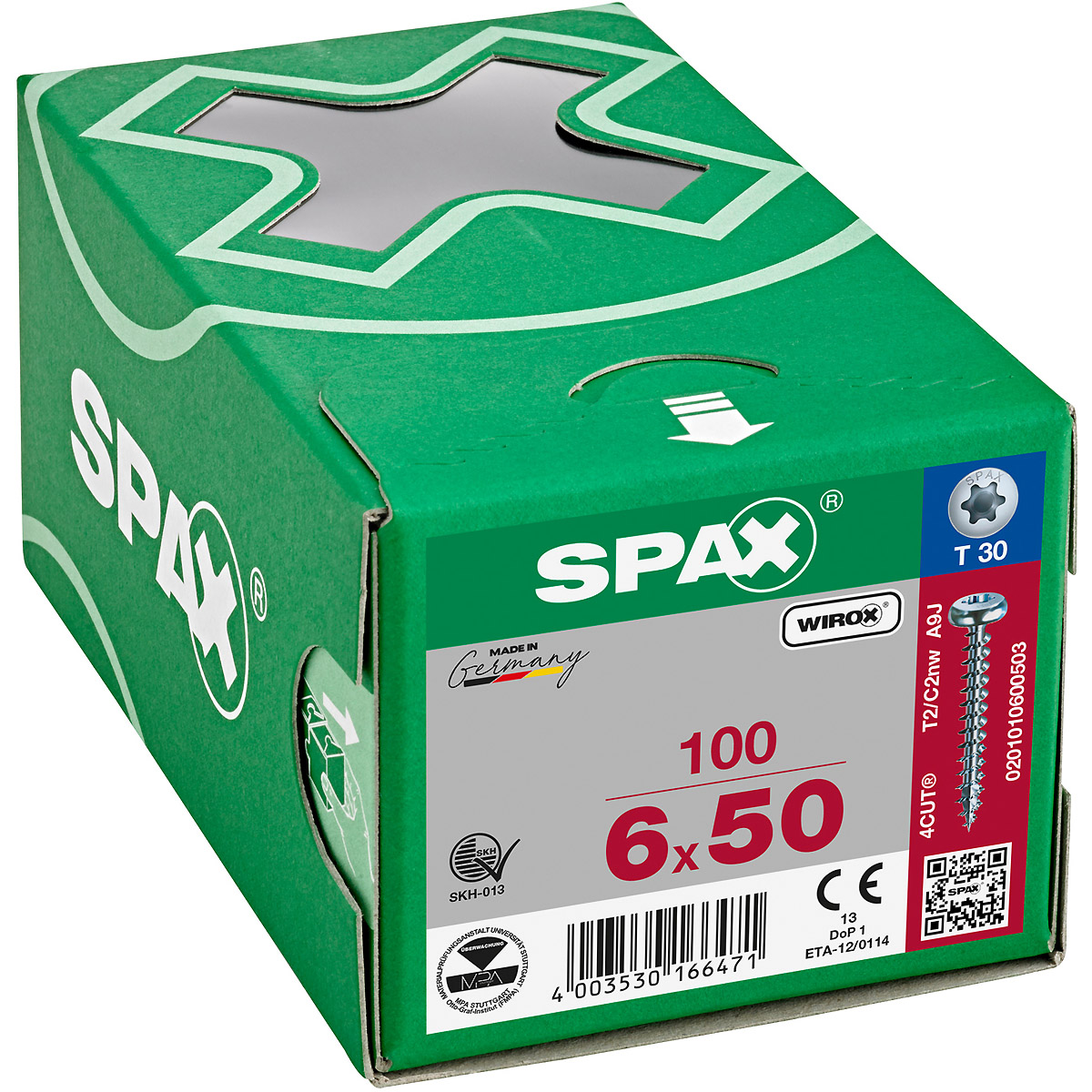 SPAX Halbrundkopf T-Star Plus T30 Vollgewinde WIROX, 100 Stück