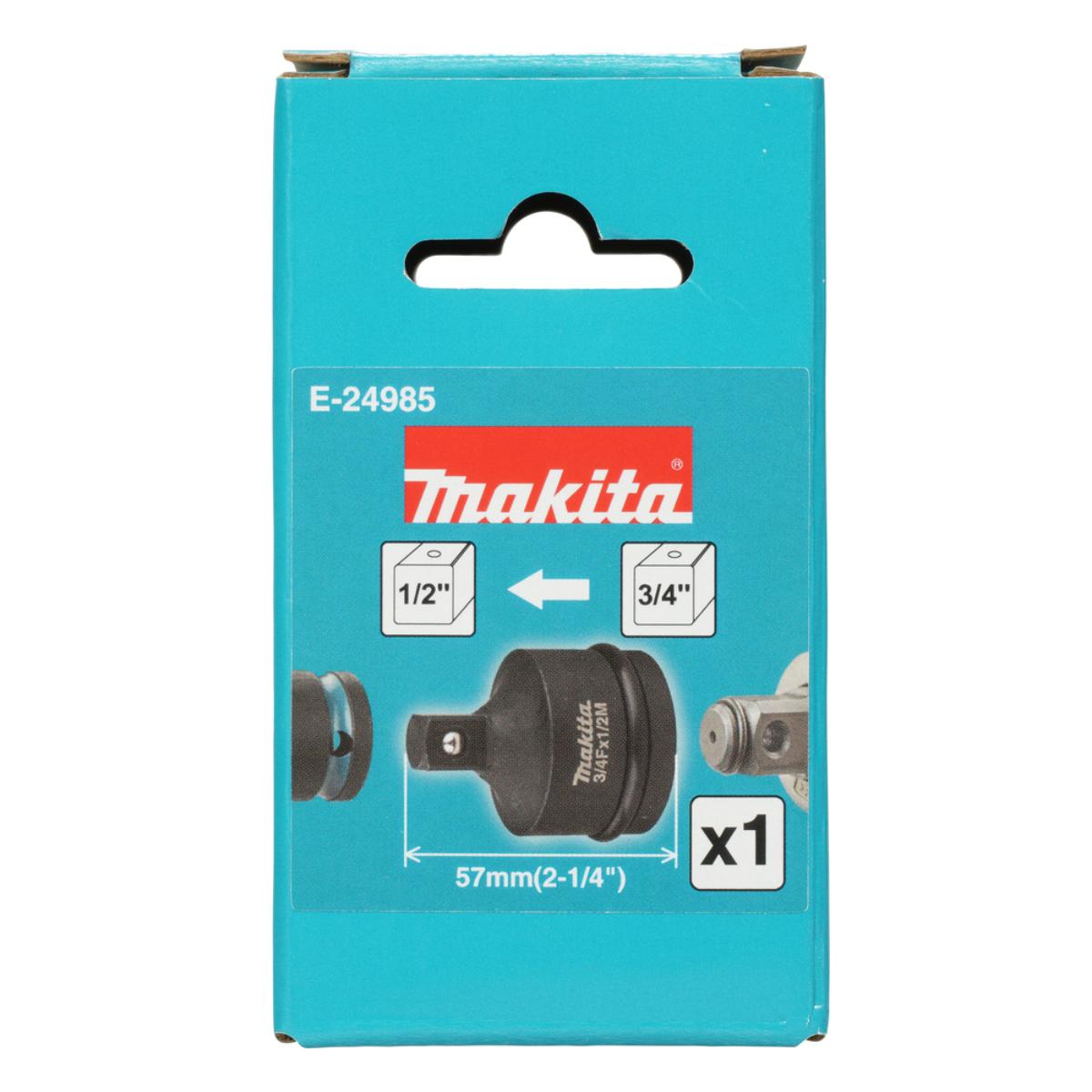 Makita Adapter 3/4 Zoll -4KT auf 1/2 Zoll -4KT Cr-Mo 3/4 Zoll Vierkant auf 1/2 Zoll Vierkant Länge 57 mm inkl. Stift und O-Ring