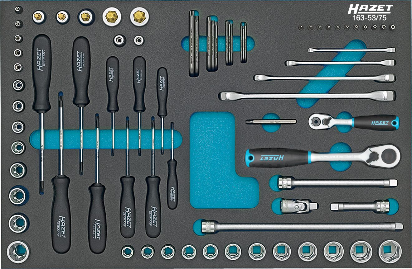 Jeu de clés à douille TORX® double anneau HAZET, coffret 75 pièces