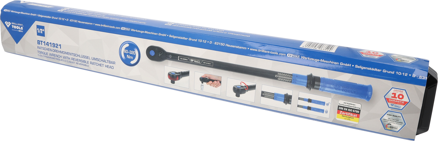 Brilliant Tools 1/2" Ratschen-Drehmomentschlüssel umschaltbar, 60-320 Nm