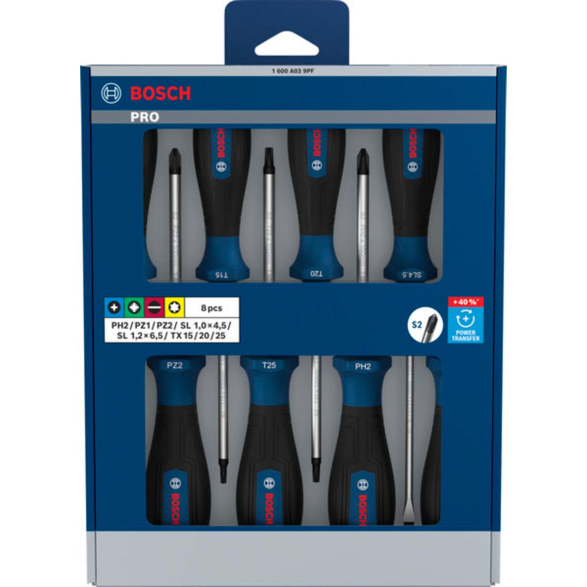 Bosch PRO Schraubendreher PH/PZ/SL/TX, 8-teilges Set