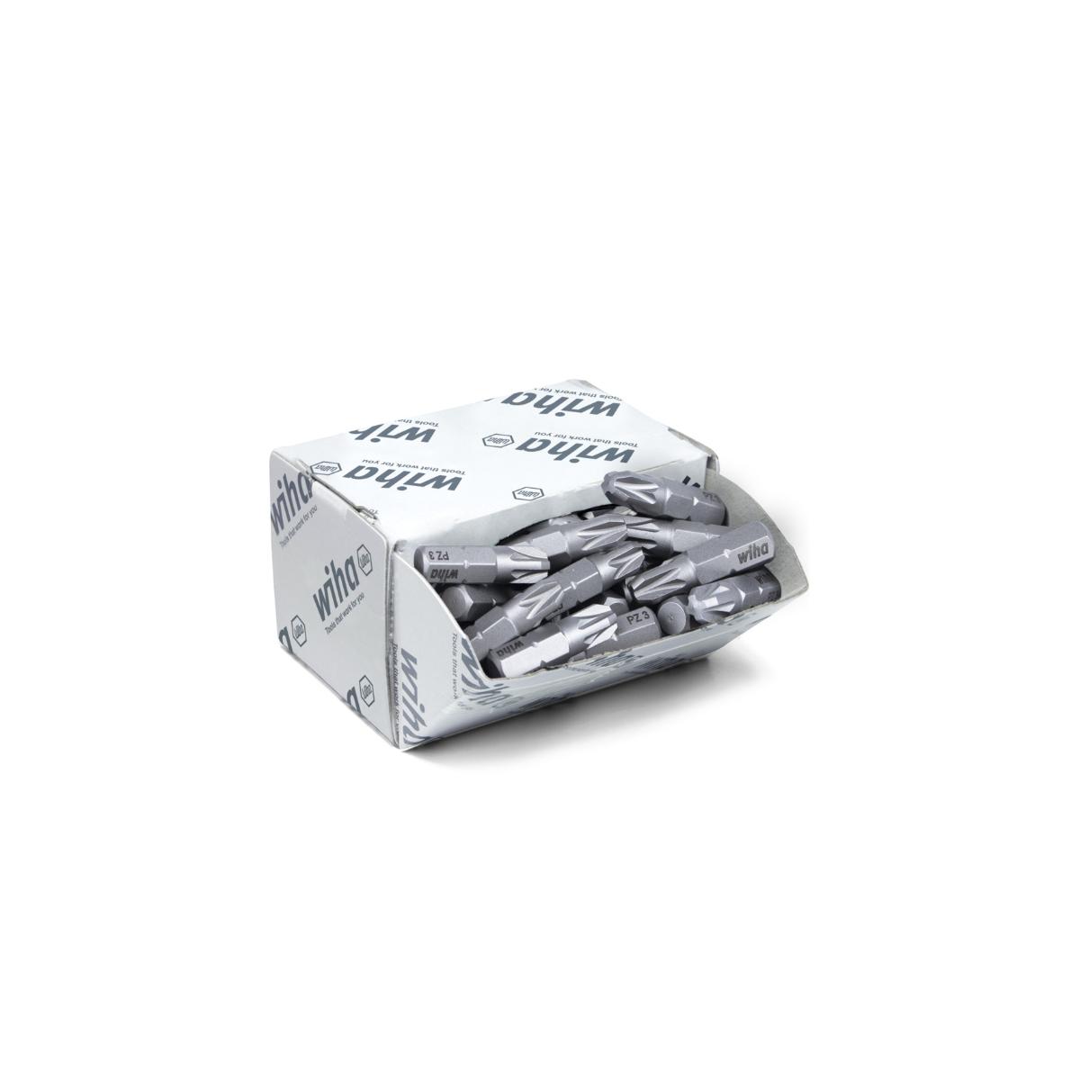 Wiha Bit Set Standard 25 mm Pozidriv (PZ3) 50-teilges Set 1/4 zoll C6,3 in Großpackung