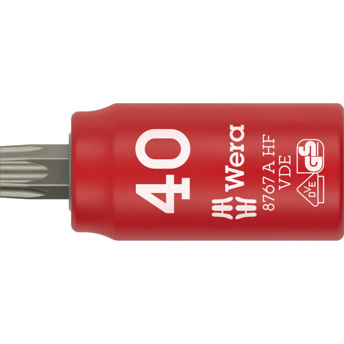 Wera 8767 A VDE HF TORX® Zyklop Bitnuss, isoliert, mit 1/4 zoll-Antrieb, mit Haltefunktion, TX 40 x 36 mm