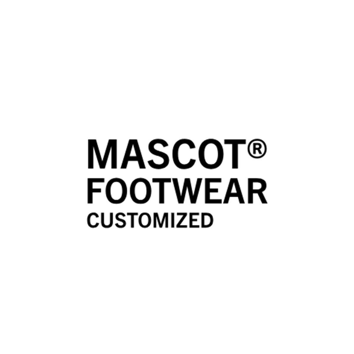 logo, mascot footwear, customized, schwarzer text, marke