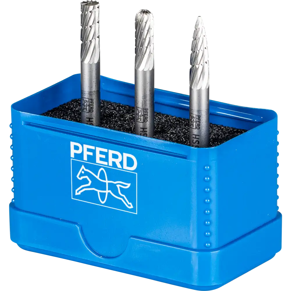 PFERD TOOLS HSS Frässtift Set 85 3-tlg. Zahnung 3 6mm Schaft 6mm universal mittel fein