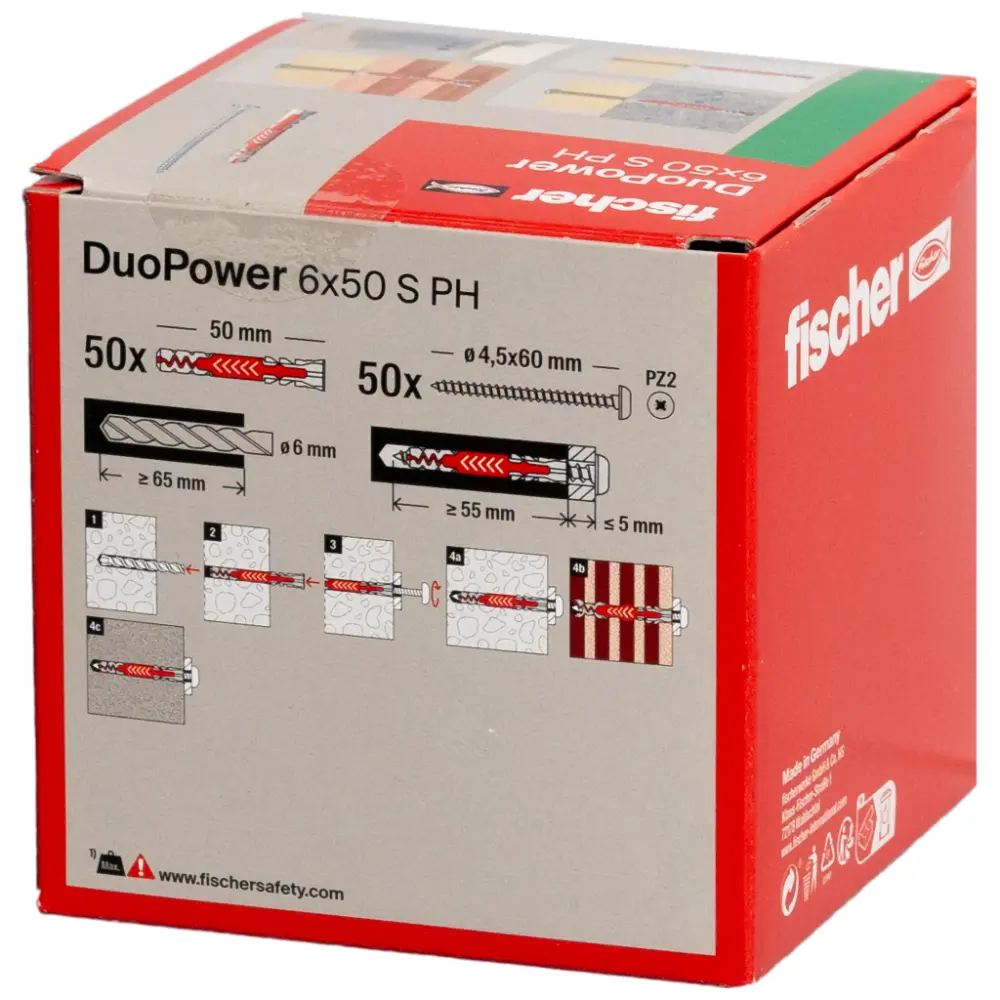 Fischer Universaldübel DuoPower 6x50 S PH mit Schraube Panhead
