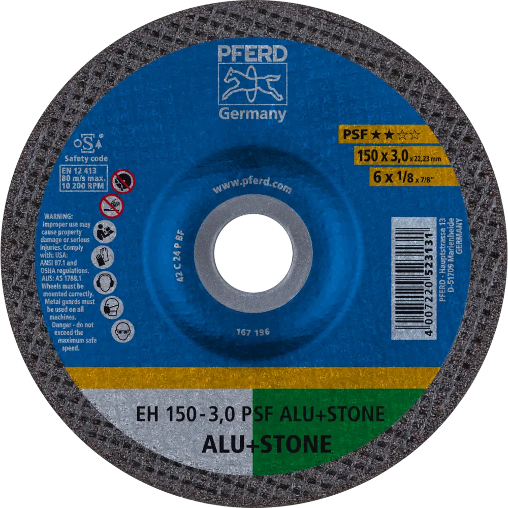 PFERD TOOLS Trennscheibe EH gekröpft Universallinie PSF ALU+STONE für Alu/NE-Metall/Stein