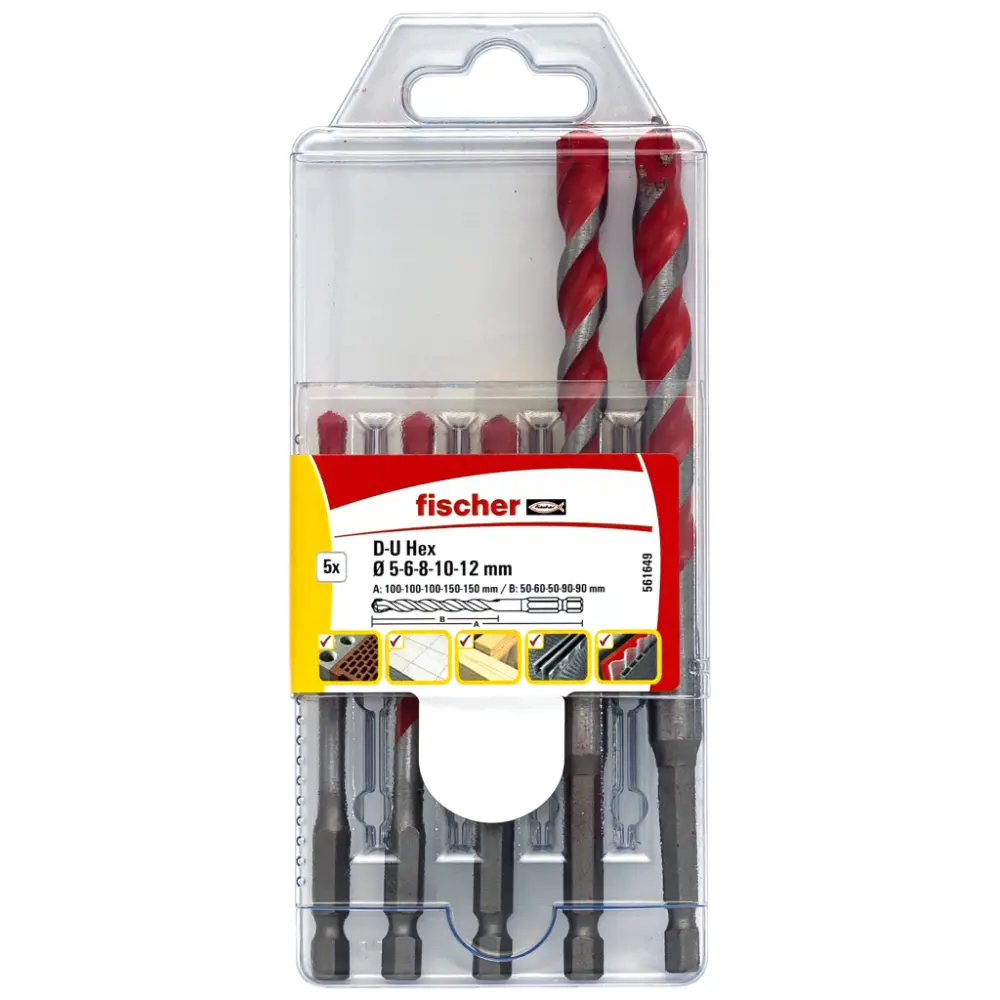 Fischer Universalbohrer-Set D-U HEX 5-12mm (5)