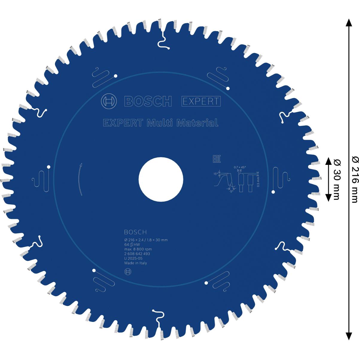 Bosch Kreissägeblatt Expert for Multi Material, 210 x 30 x 2,4 mm, 54