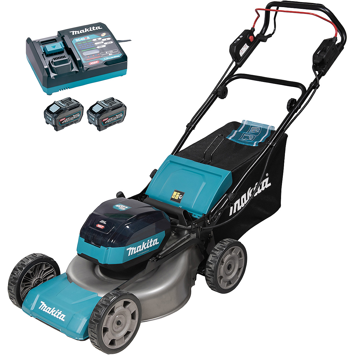 Makita Akku-Rasenmäher LM001GZ + Power Source-Kit 1911V6-0 (inkl. Schnellladegerät DC40RA + 2x Akku