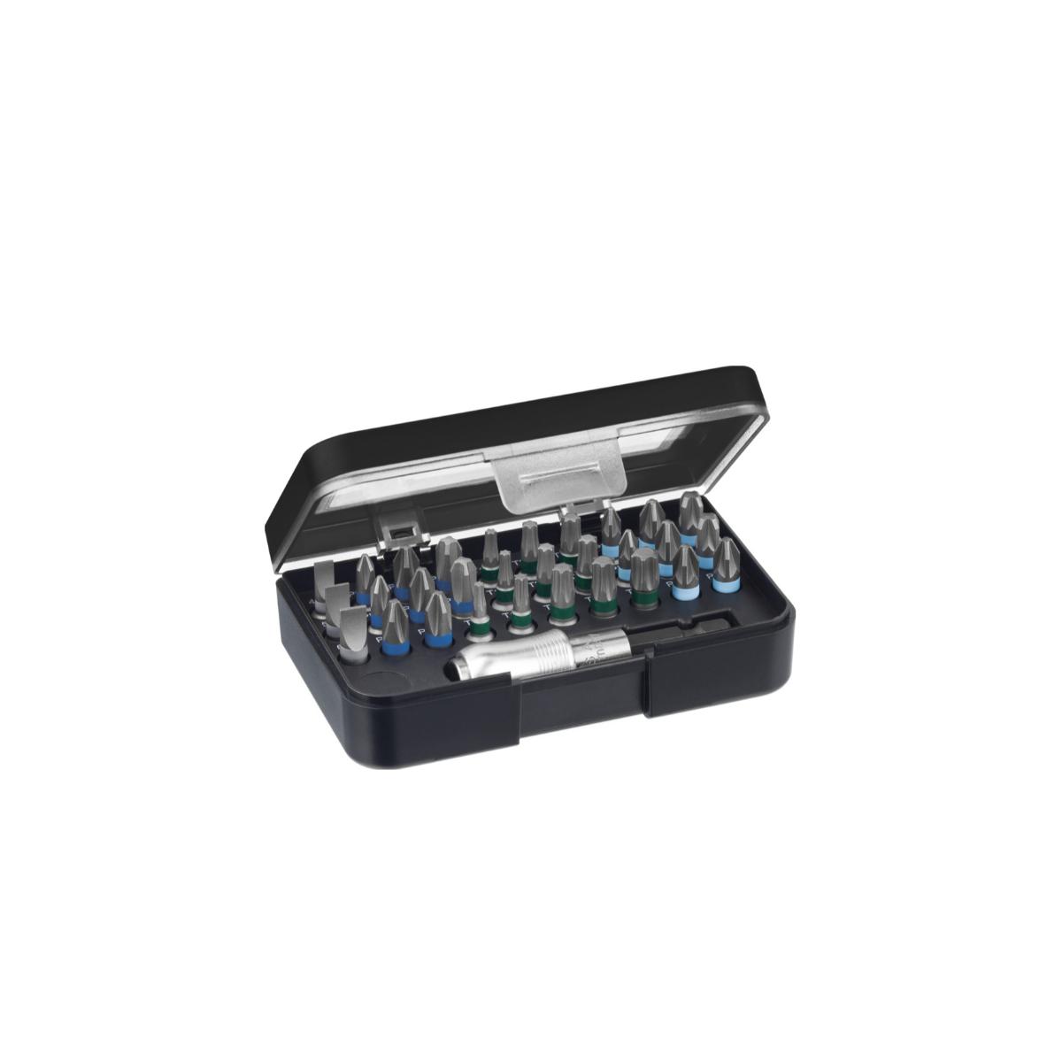 Wiha Bit Set Standard 25 mm gemischt 31-teilges Set 1/4 zoll C6,3 in Box mit Gürtelclip