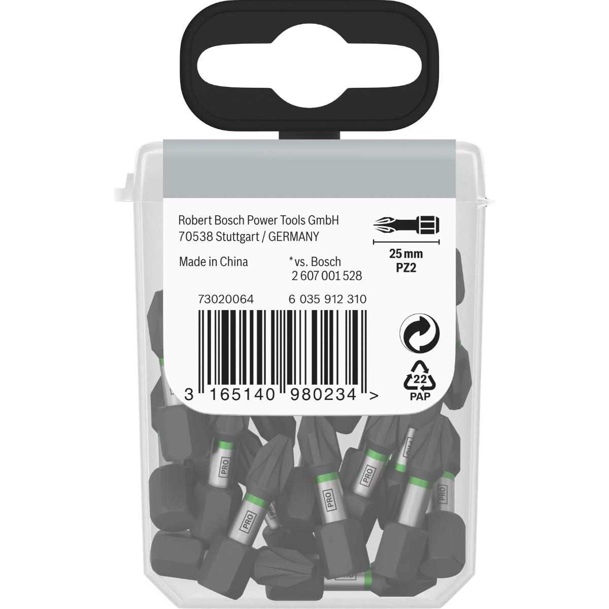 Bosch PRO Impact PZ2 25 mm 25 Stück für Schraubendreher