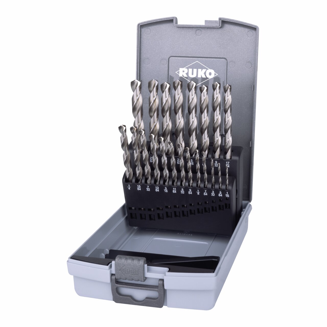 RUKO Spiralbohrer-Satz DIN 338 Typ N HSS in Zollabmessungen - 21-tlg.