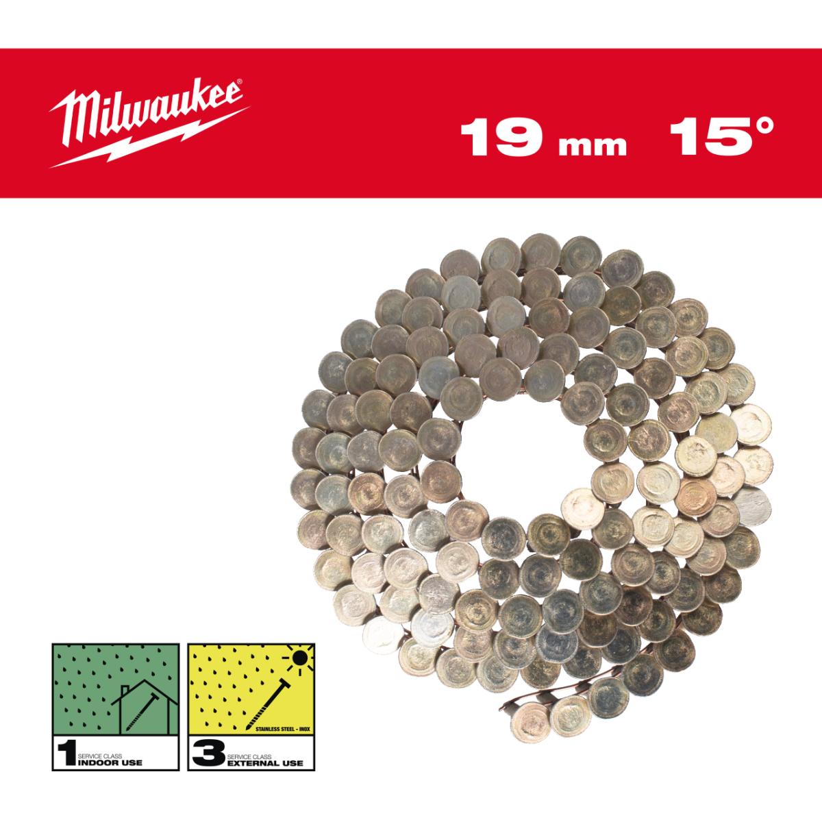 Milwaukee Coilnägel für M18FRCN45 Ringschaft verzinkt 15°