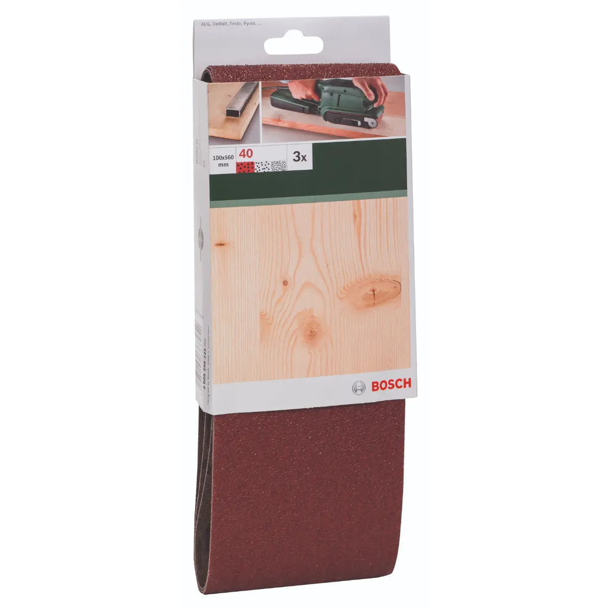 Bosch Schleifband-Set für Bandschleifer, rote Qualität K=40, 100 x 560 mm, 3-tlg.
