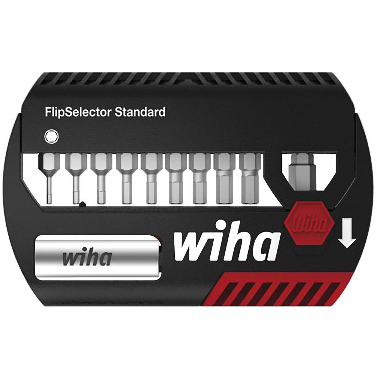 Wiha Bit Set FlipSelector Standard 25 mm Sechskant 11-teilges Set 1/4 zoll C6,3 - 10 Stück