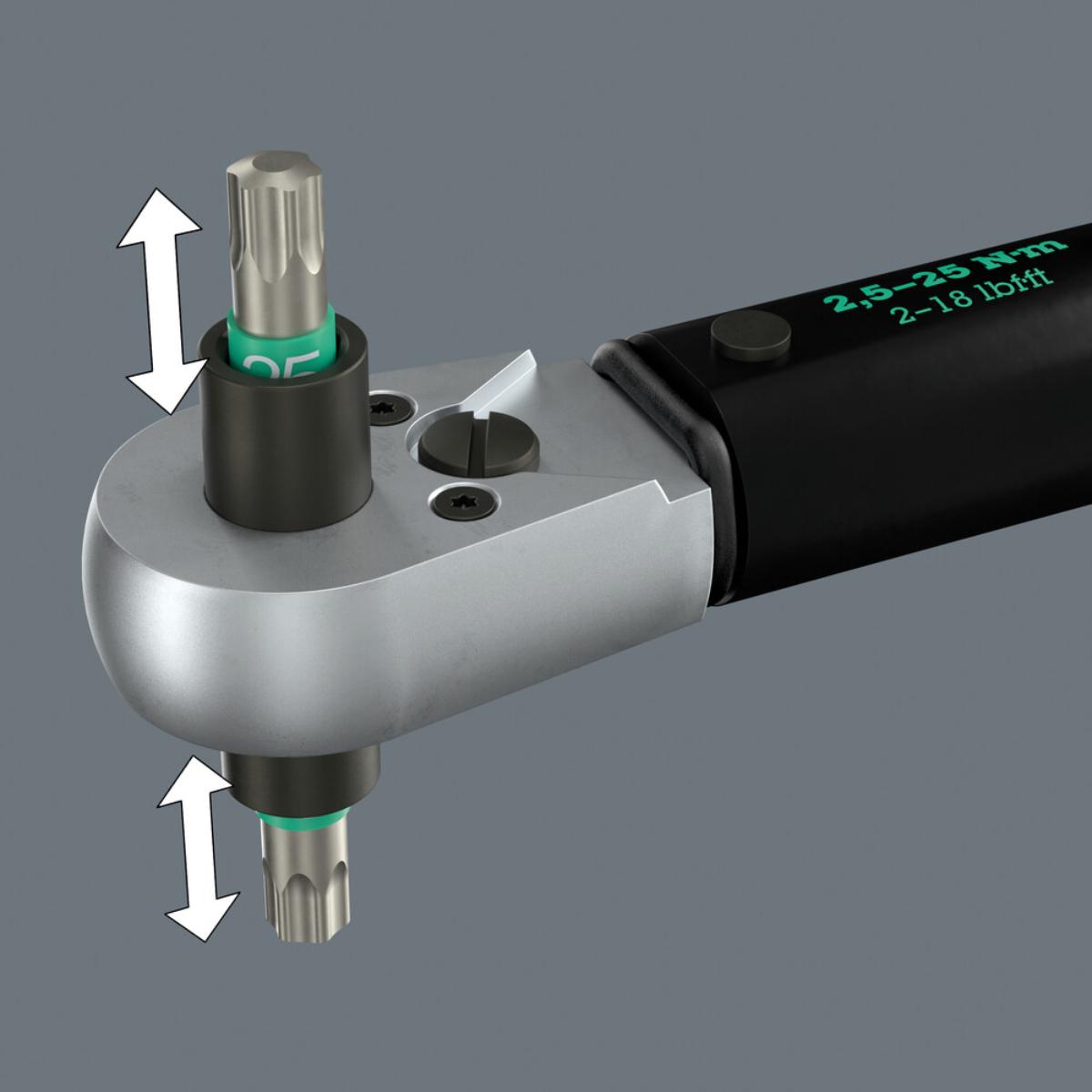 Wera Click-Torque Lock A 6 R/L Drehmomentschlüssel, einstellbar, Torque Lock Funktion, durchgehende Bit-Aufnahme (1/4 zoll), 2,5-25 Nm, 1/4 zoll x 2,5-25 Nm