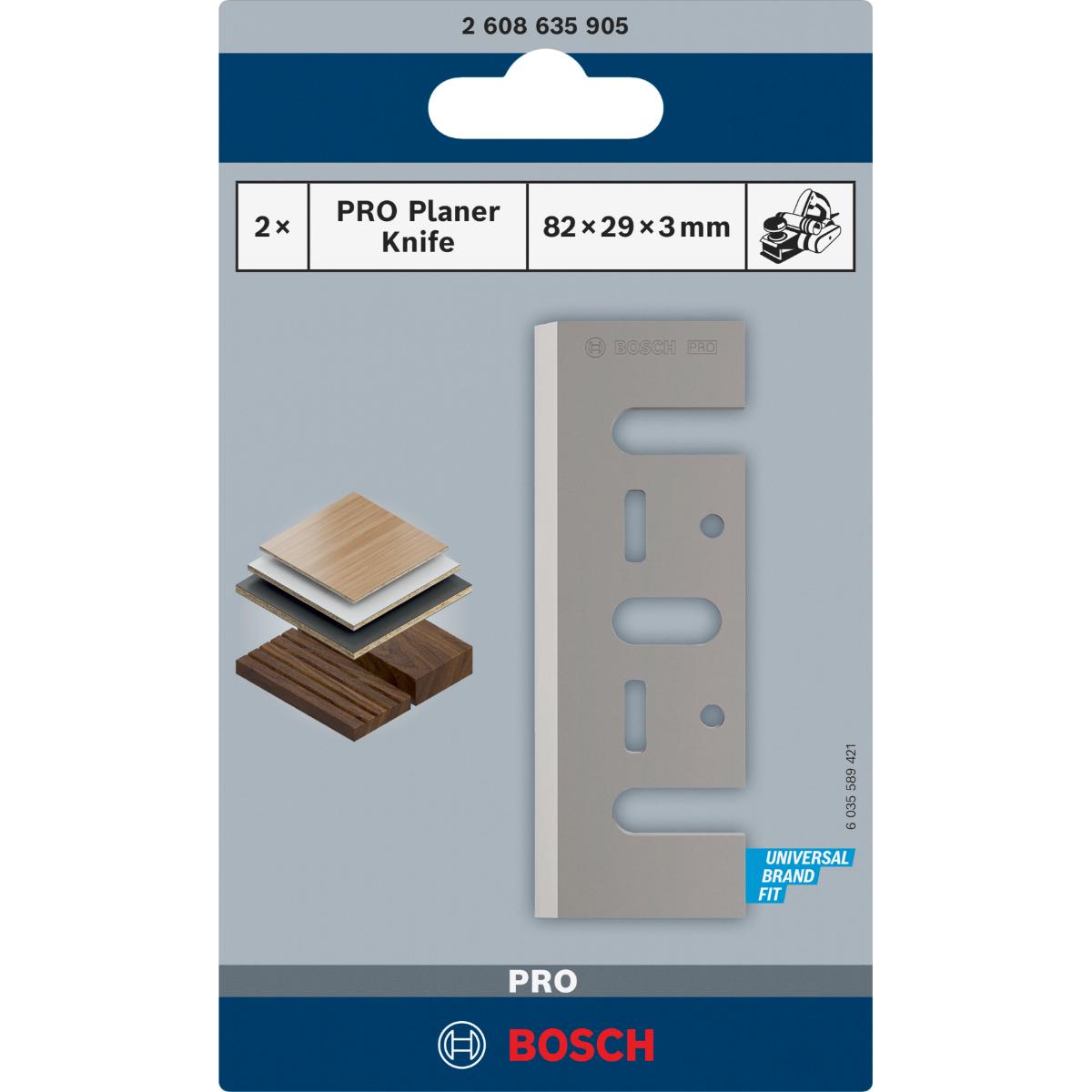 2608635905BO Bosch PRO Hobelmesser, 82 x 29 x 3 mm, 2 Stück